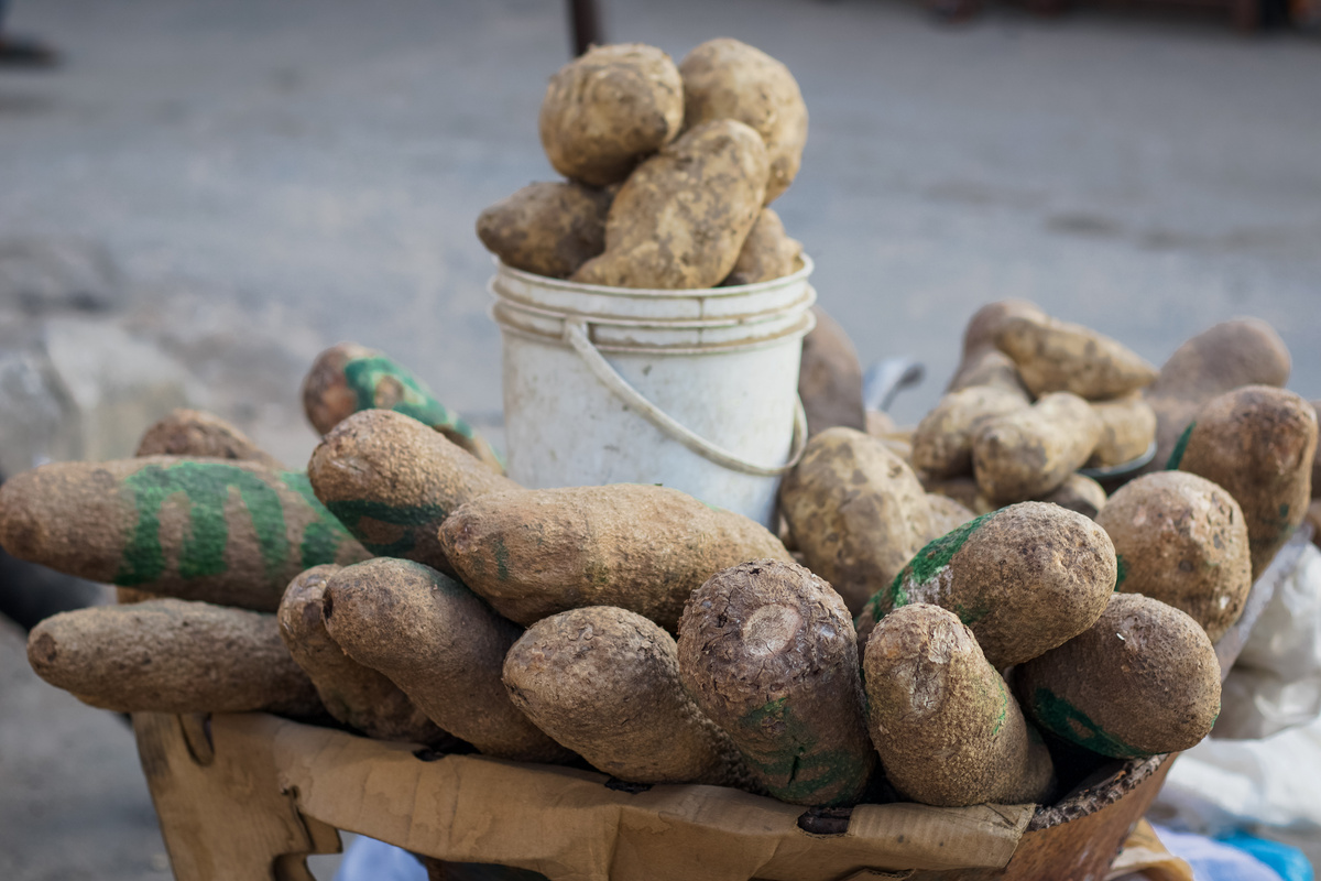 Fresh Yam Being Sold on the Street